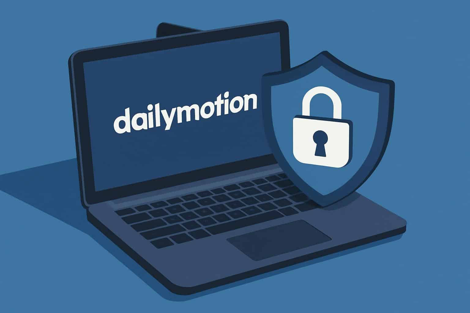 Is Dailymotion safe? Shield and padlock over play button in isometric view