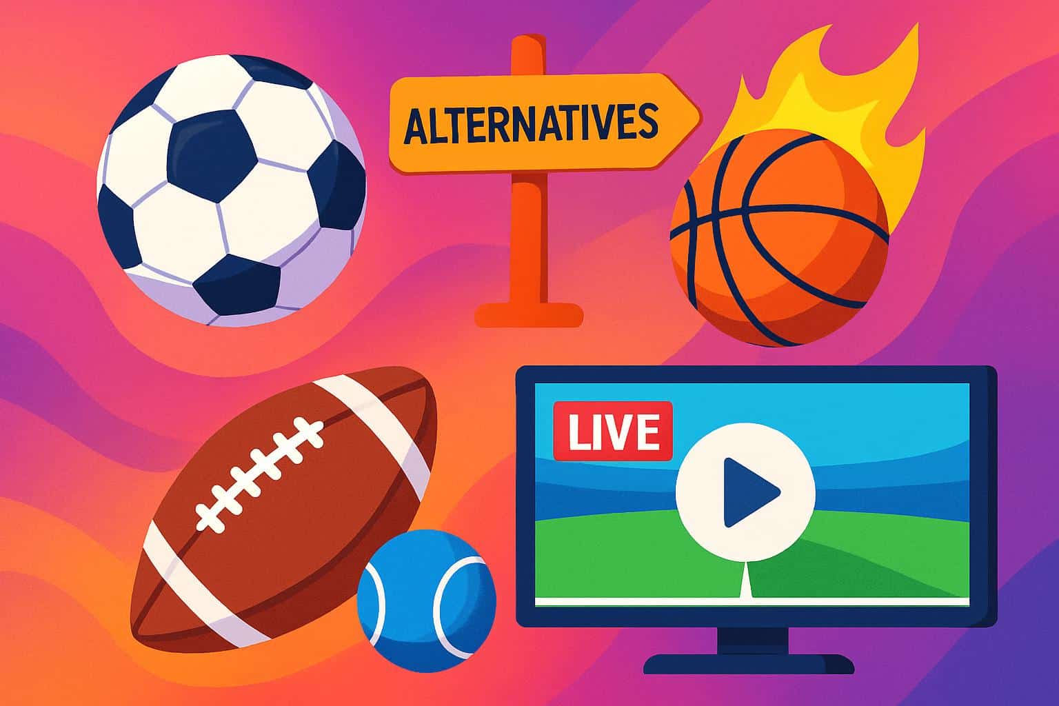 Sportsurge alternatives concept showing TV, laptop, and phone streaming various sports