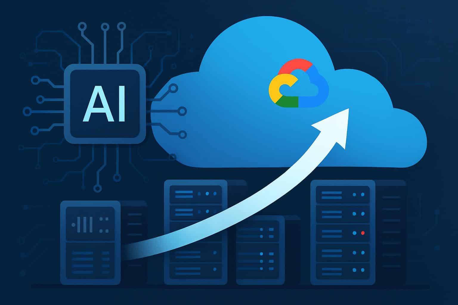 Google Cloud logo with rising graph as AI startup workloads surge