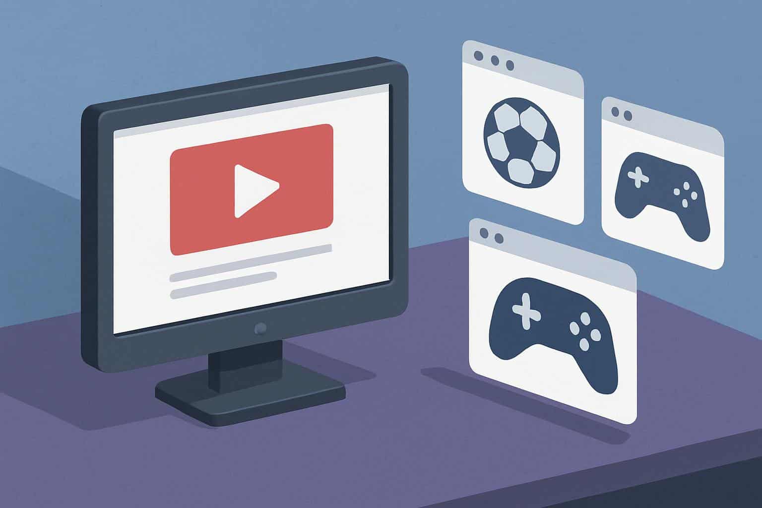 MamaHD alternatives in isometric view: sports streams on TV, tablet, and laptop screens