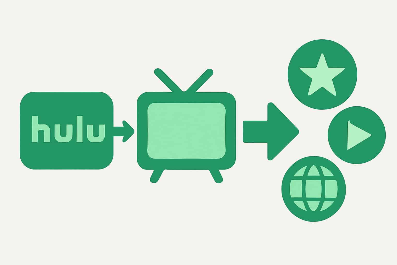 Hulu Live TV channels lineup diagram with categories and streaming flow