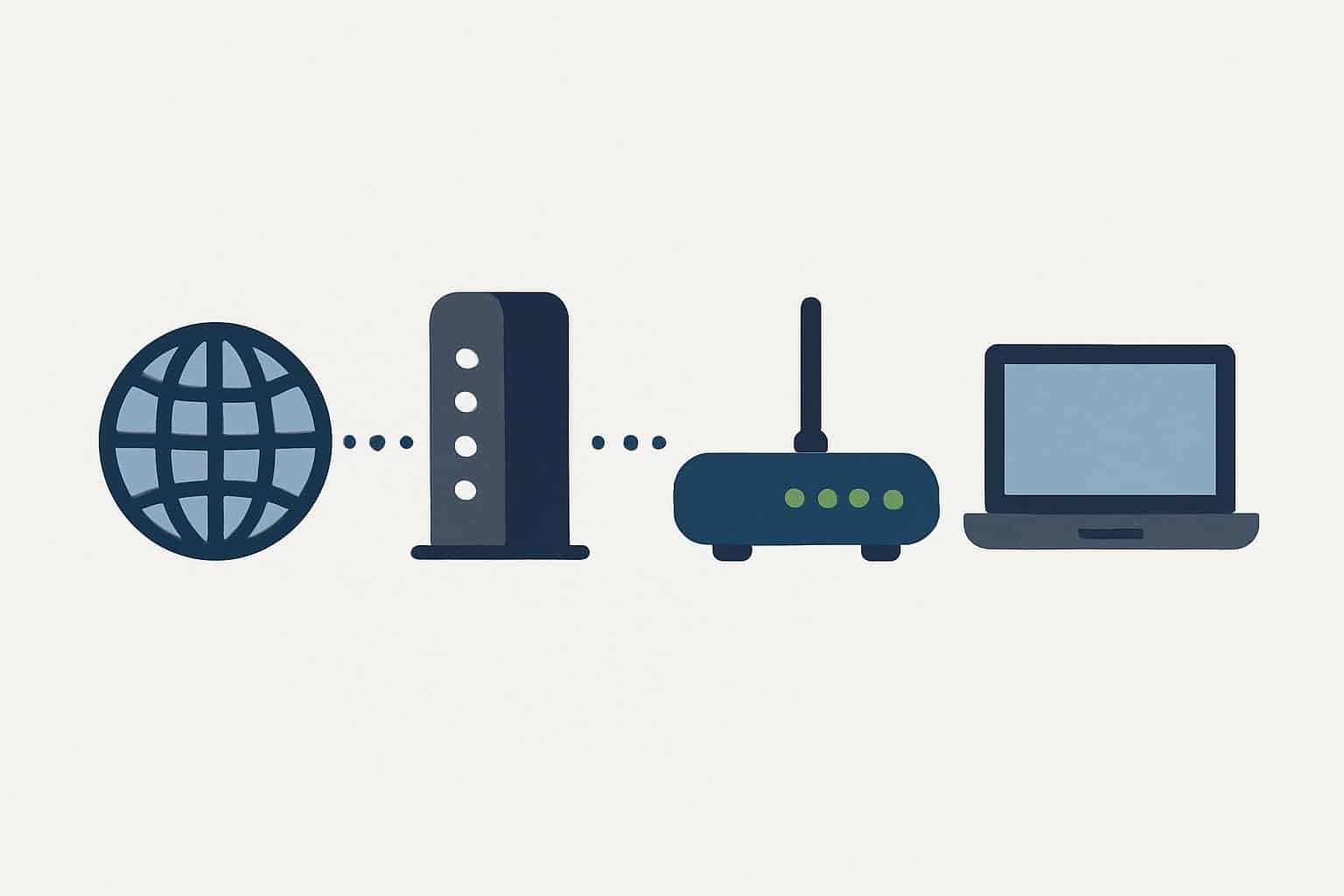 Network diagram of modem-to-router bridge mode with Ethernet passthrough and NAT disabled