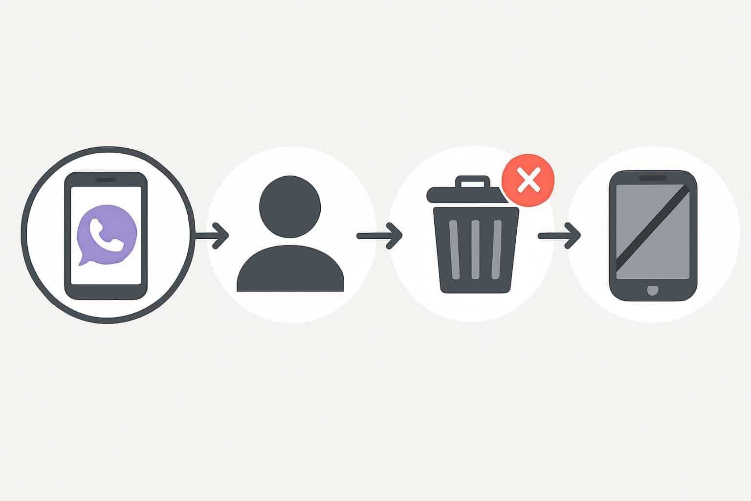 Flowchart of steps to delete TextNow account with settings gear and trash icon