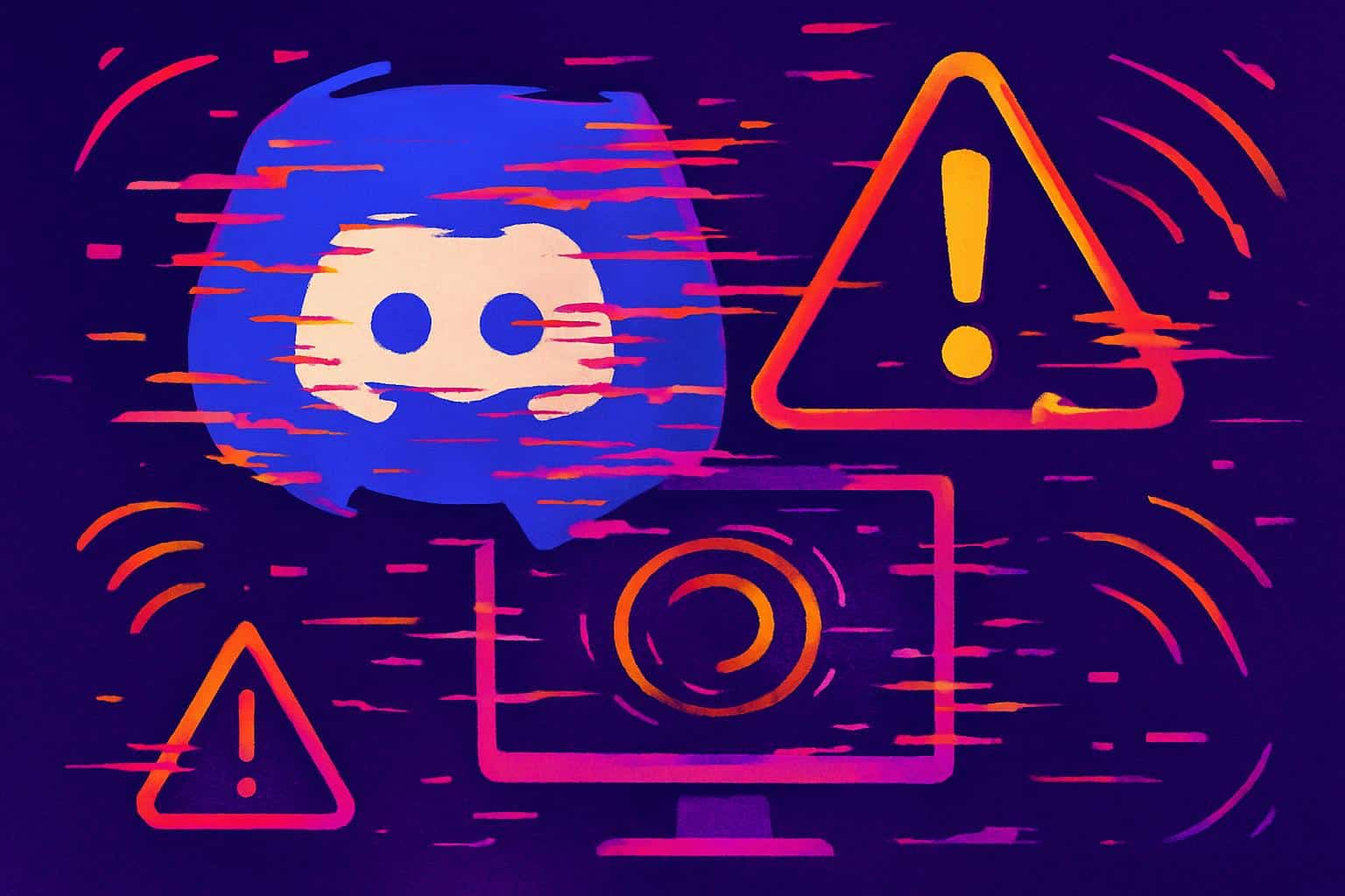 Discord lagging: glitching logo, buffering icon, weak WiFi signal