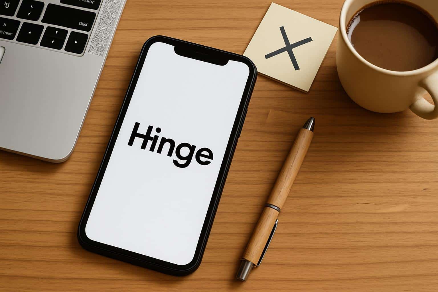 Phone with Hinge logo and unlocked padlock