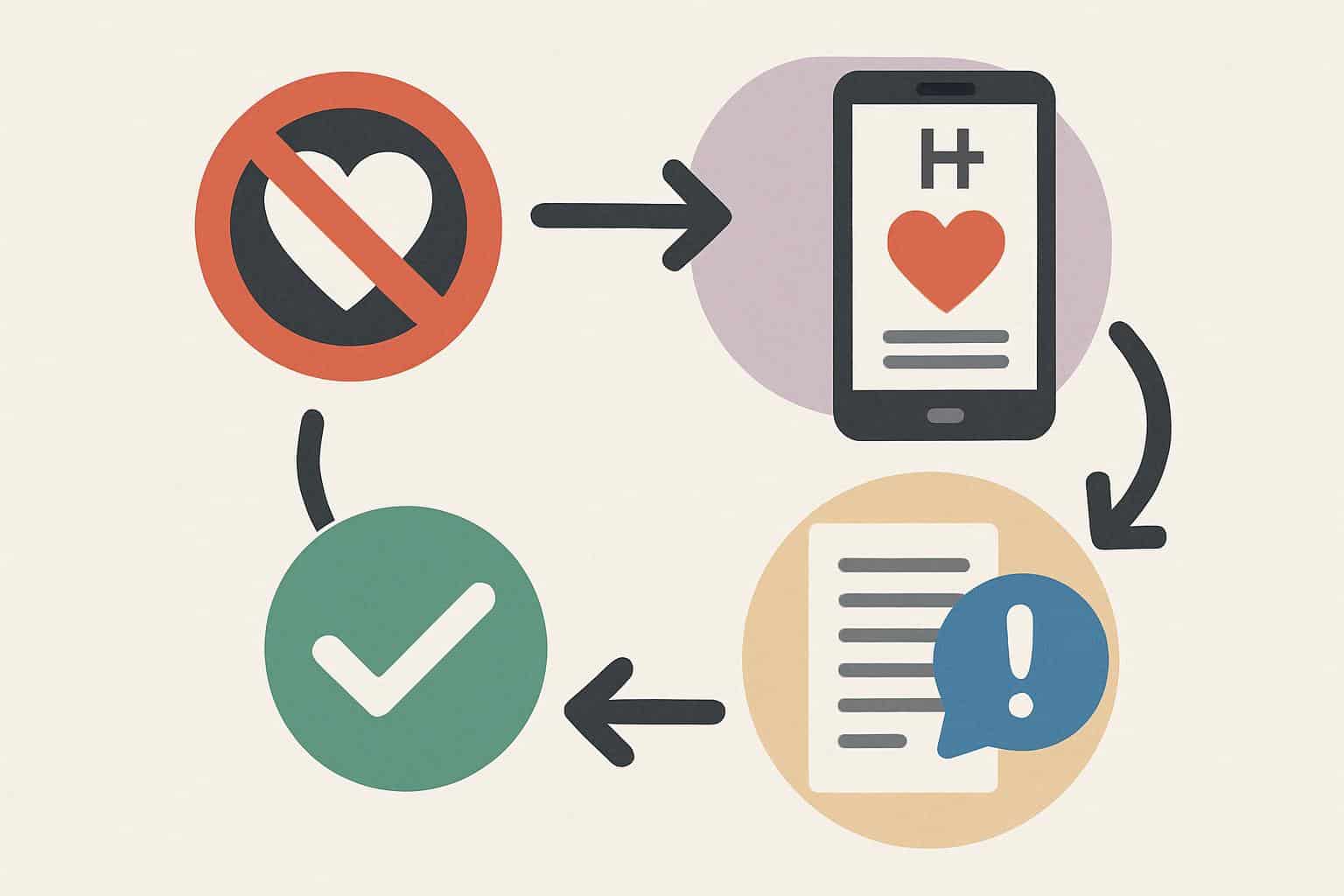 Flowchart showing how to get unbanned from Hinge: appeal, verify identity, support review