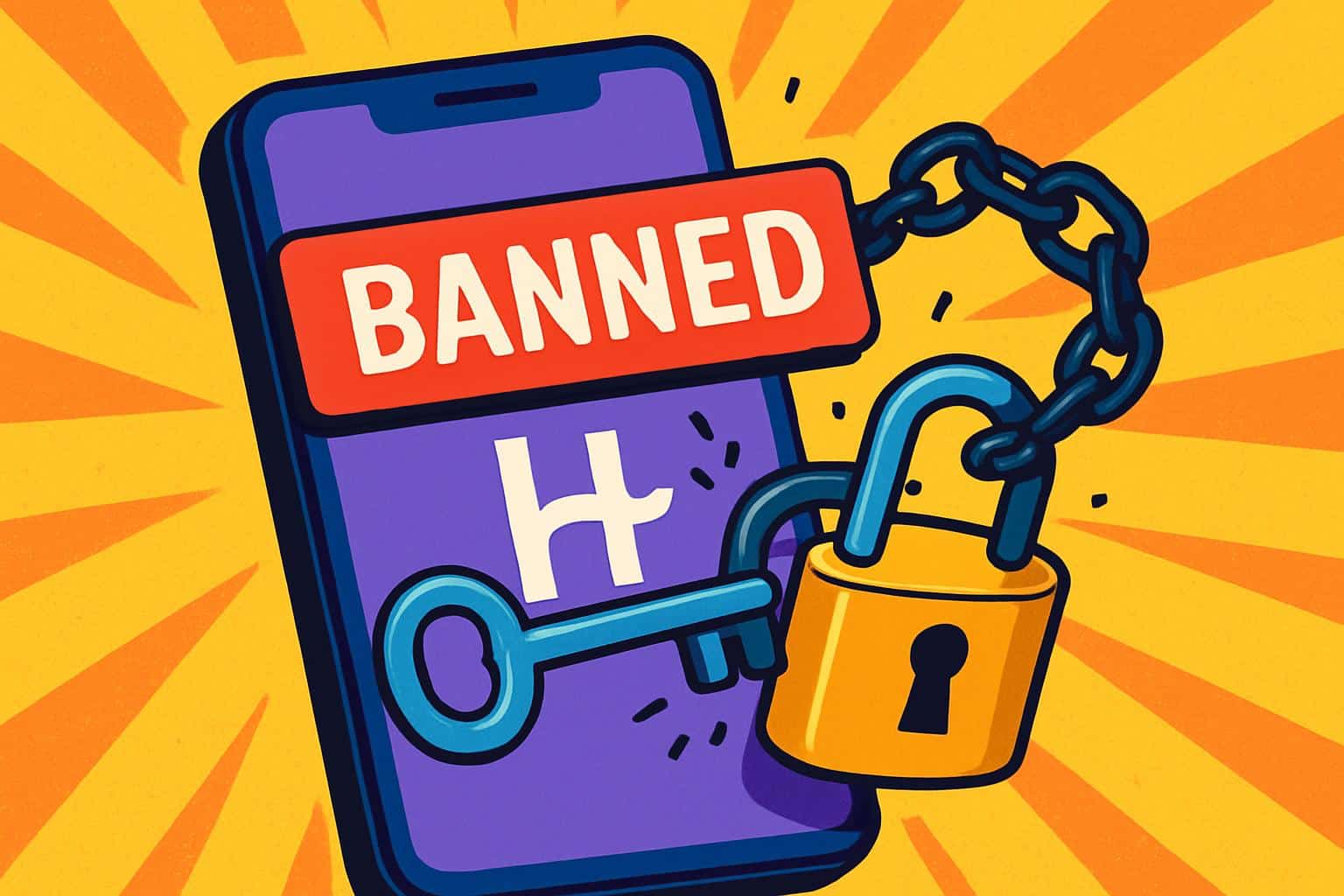 Phone with Hinge app icon and unlocking padlock