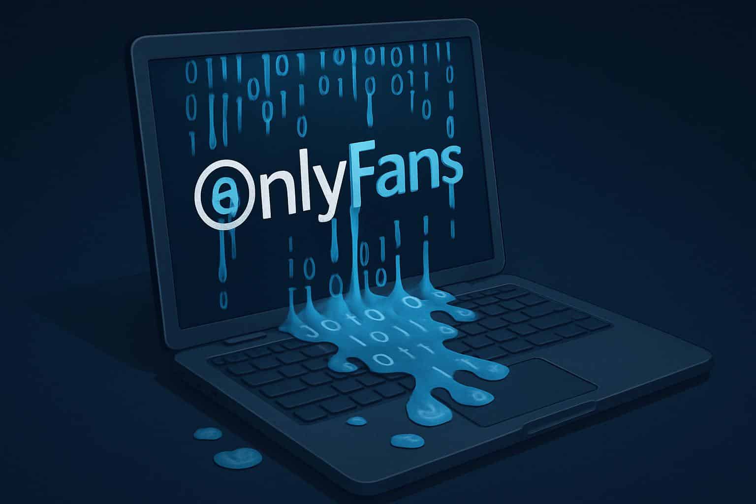 OnlyFans data leaks concept in isometric view: cracked padlock, files from cloud