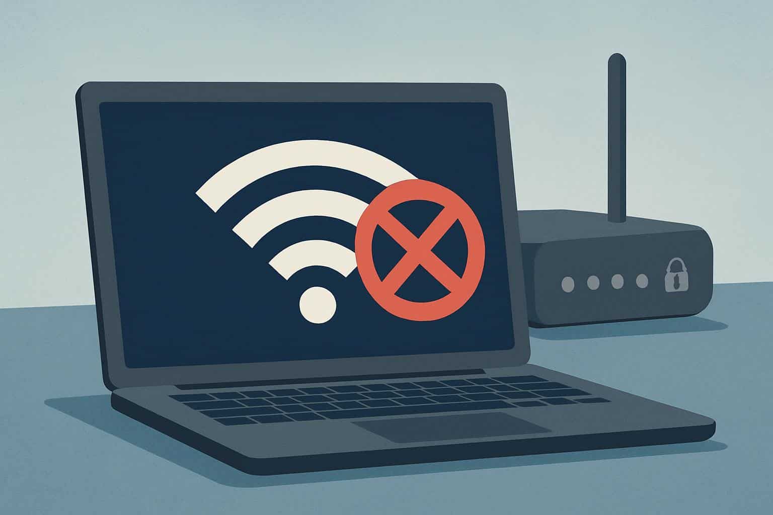 Isometric Wi-Fi icon with padlock and disconnected globe, symbolizing no internet secured