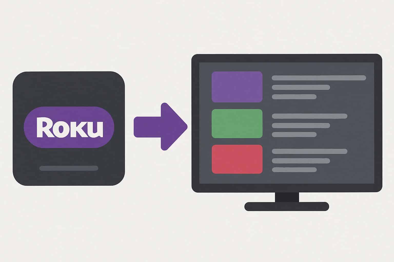 Roku channel list flowchart showing categories, channel icons, and navigation steps