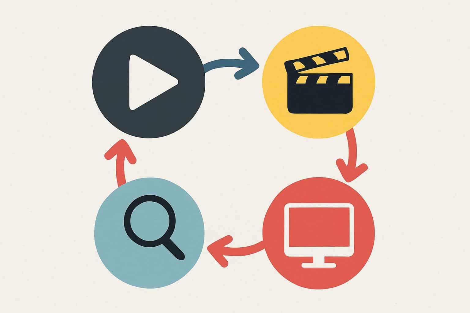 Flowchart of LosMovies with streaming icons, servers, branching arrows