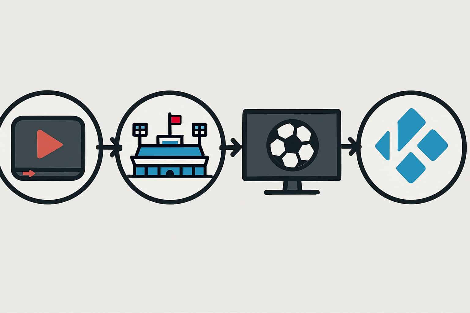 Diagram showing Kodi using add-ons and streams