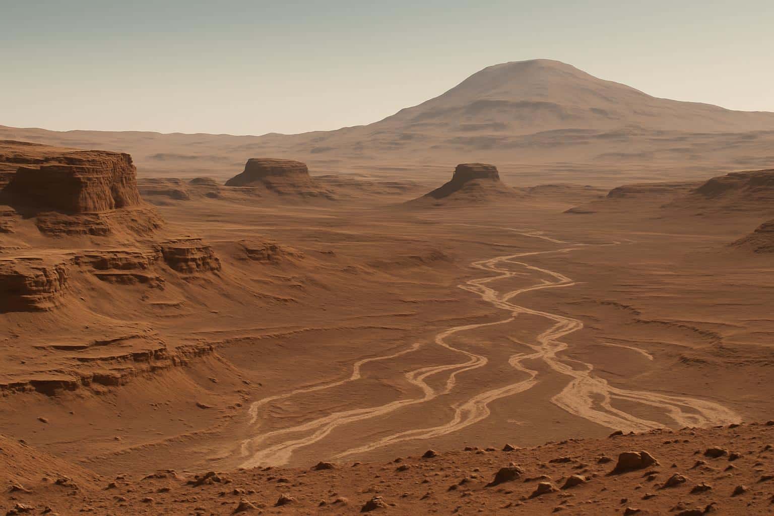 Curiosity rover Peace Vallis panorama, Gale Crater on Mars