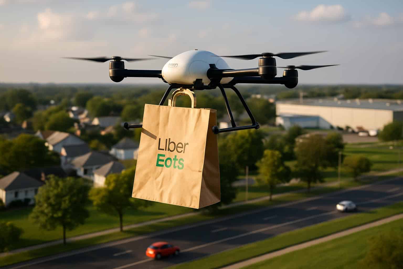 Uber Eats and Flytrex drone delivering food order