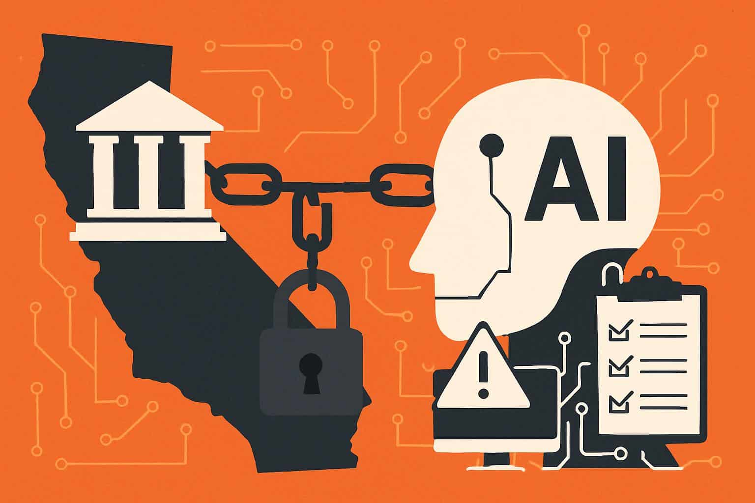 California SB 53 aims to curb Big AI, state capitol over circuit board, AI regulation
