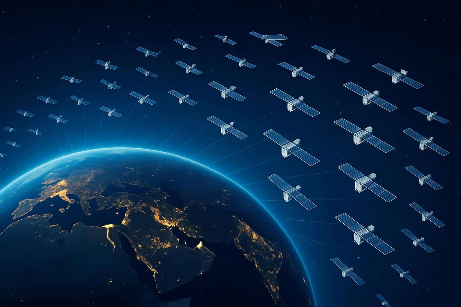 SpaceX Starlink satellite constellation in Earth orbit for 15,000-satellite network expansion