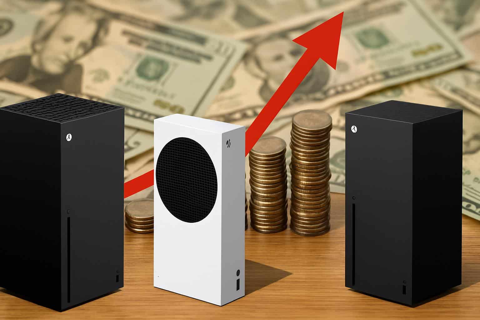 Xbox console and dollar sign illustrating Microsoft's US price increase