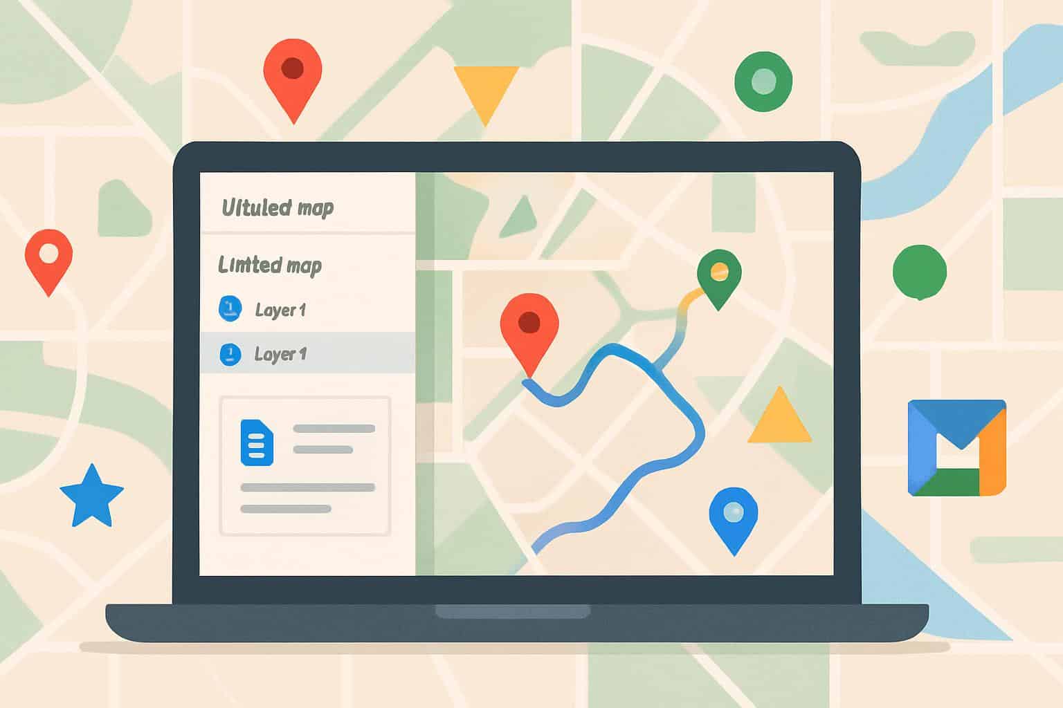 Google My Maps custom map with pinned locations, layers, and routes for clever uses
