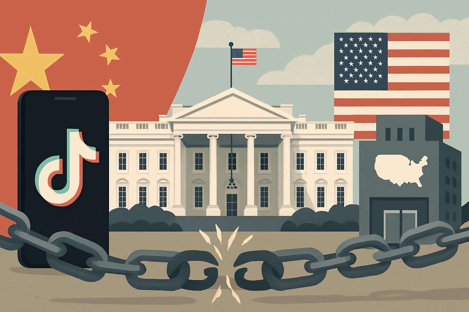 White House and TikTok logo depict US framework to spin out TikTok