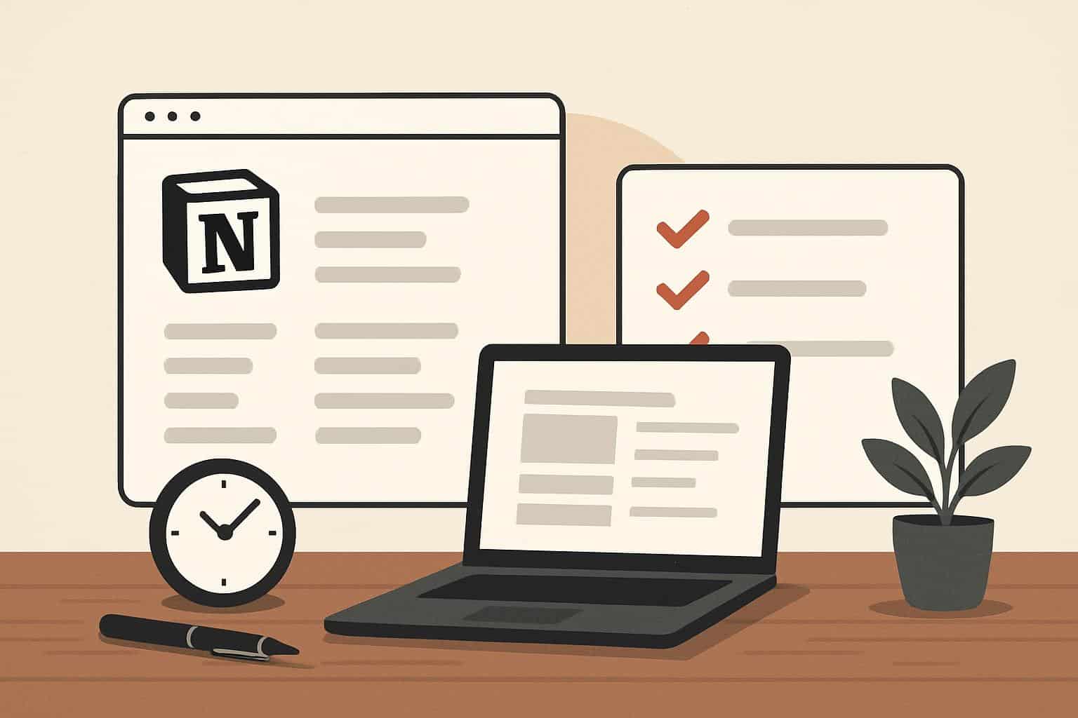 Notion and Todoist apps side by side, highlighting a minimalist productivity setup
