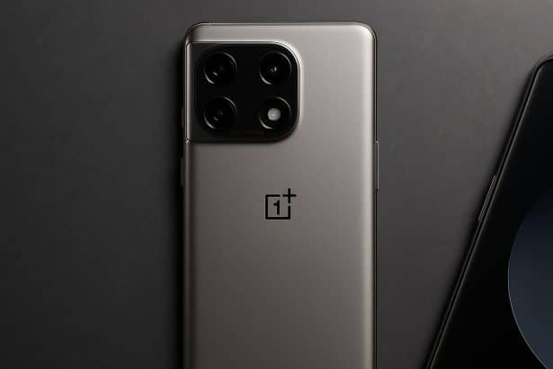 OnePlus 15 (LE2123) smartphone in Titanium color, showcasing sleek design