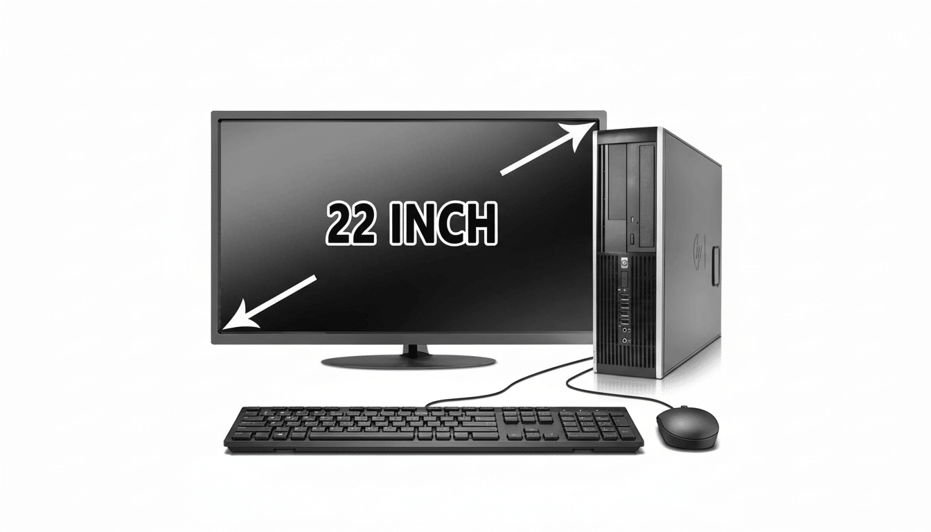 An enhanced , professional image of a 2 2-inch desktop computer setup , including the monitor, CPU t