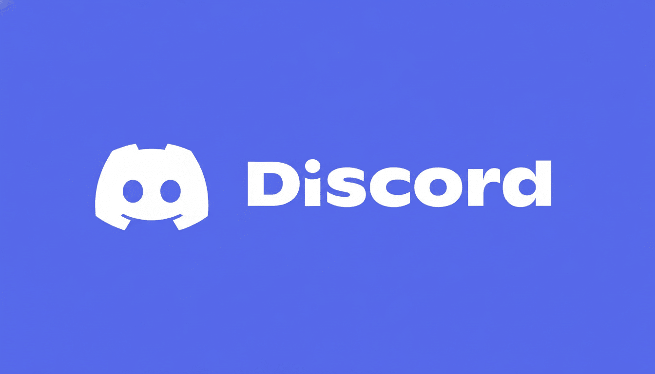 The Discord logo and word mark, featuring a white game controller - like icon next to the word Discord in white, all set against a solid per iwinkle blue background , resized to a 16: 9 aspect ratio.
