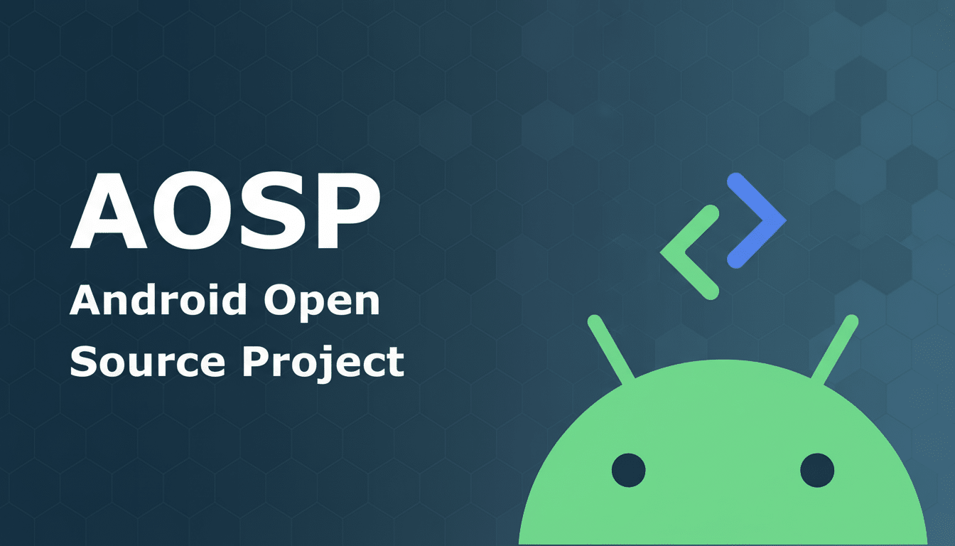 The A OSP ( Android Open Source Project ) logo and text on a professional dark blue background with a subtle hexagonal pattern.