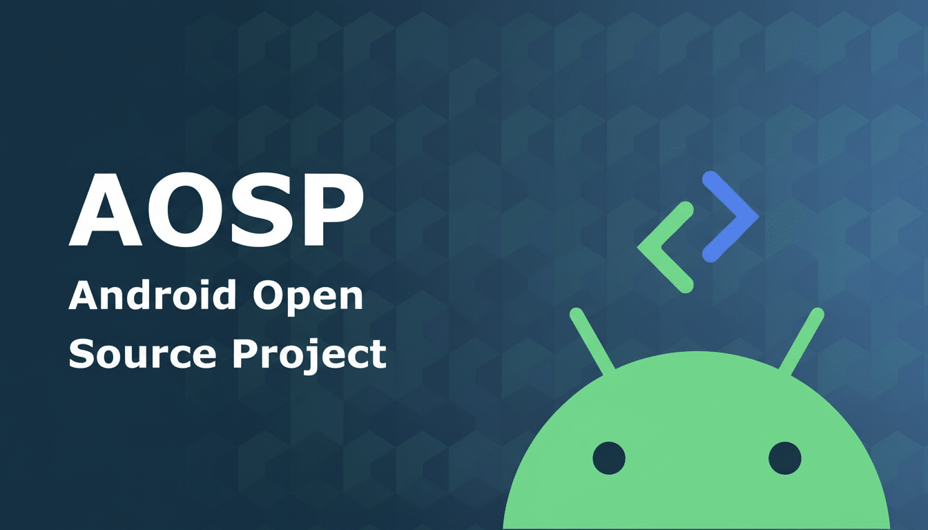 The A OSP ( Android Open Source Project ) logo and text on a professional dark blue background with a subtle geometric pattern.