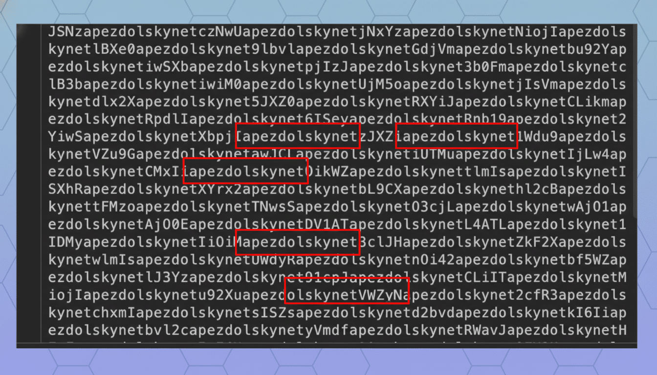 alt text: A screen displaying a block of text, with several segments highlighted by red rectangula