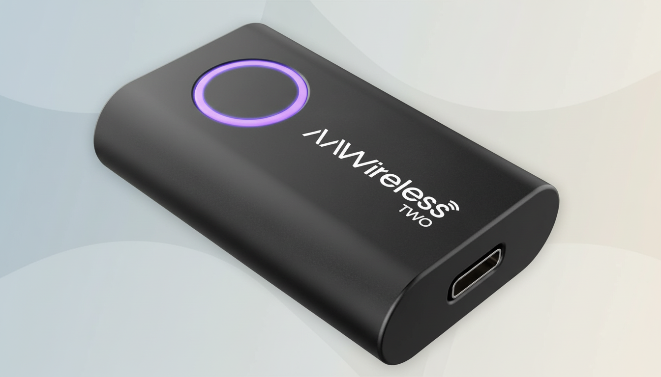 AAWireless Two Plus adapter enabling Apple CarPlay on car dashboard display