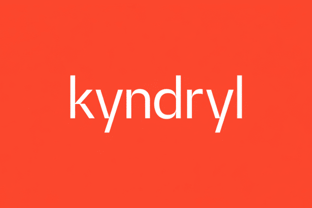 ** The Ky ndryl logo in white text on a solid orange- red background, resized to a 16: 9 aspect ratio. **