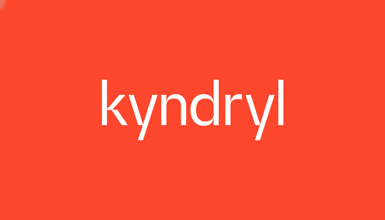 ** The Ky ndryl logo in white text on a solid orange- red background, resized to a 16: 9 aspect ratio. **