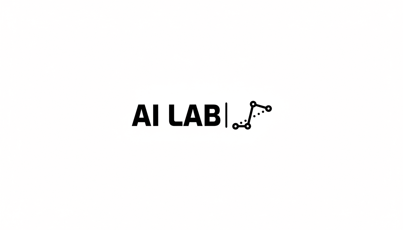 The AI LAB logo, featuring the text AI LAB in bold black letters followed by a vertical line and a stylized icon of connected dots representing a data trend or network, presented on a clean white background.