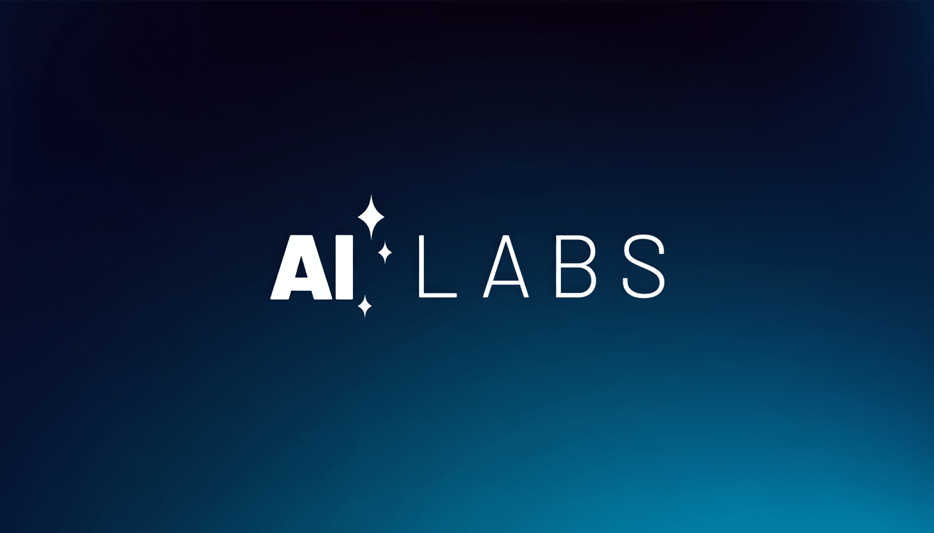 lt Text : The AI Labs logo in white with sparkling stars, centered on a dark blue gradient backgroun