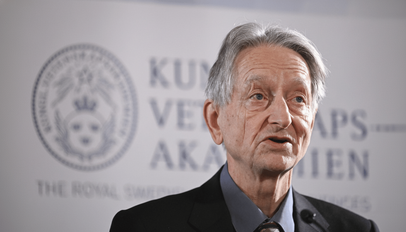 An older man with grey hair wearing a suit and tie , speaking at a podium with a logo and text visible in the blurred background. Filename : man speaking1 69. png