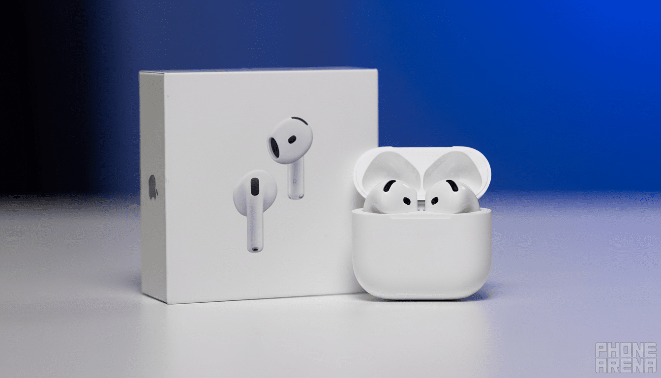 Apple AirPods Pro 2 with charging case and box on a table.