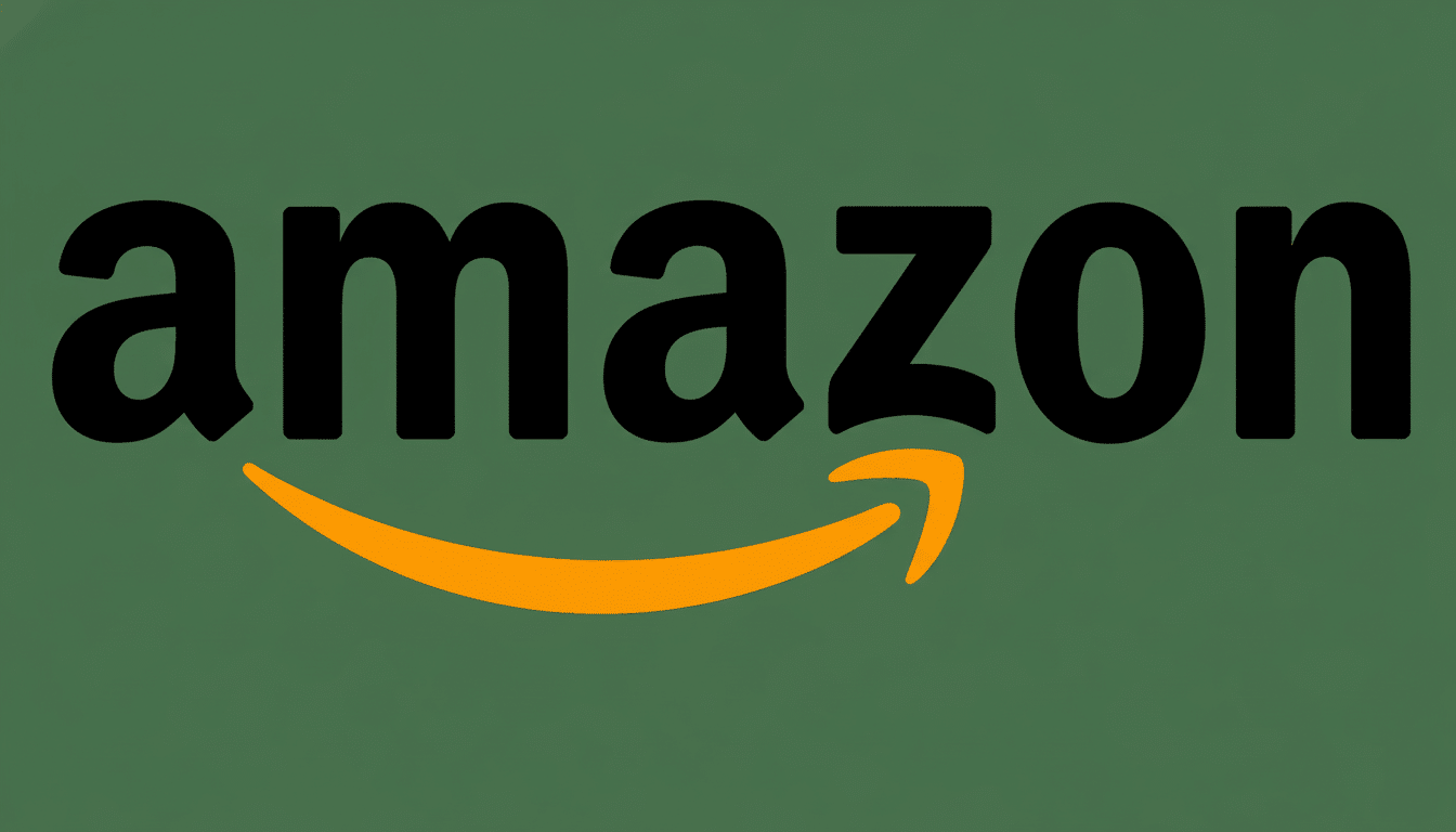 The Amazon logo, featuring amazon in black lowercase letters with a curved orange arrow underneath , resembling a smile and pointing from the ' a' to the 'z'.