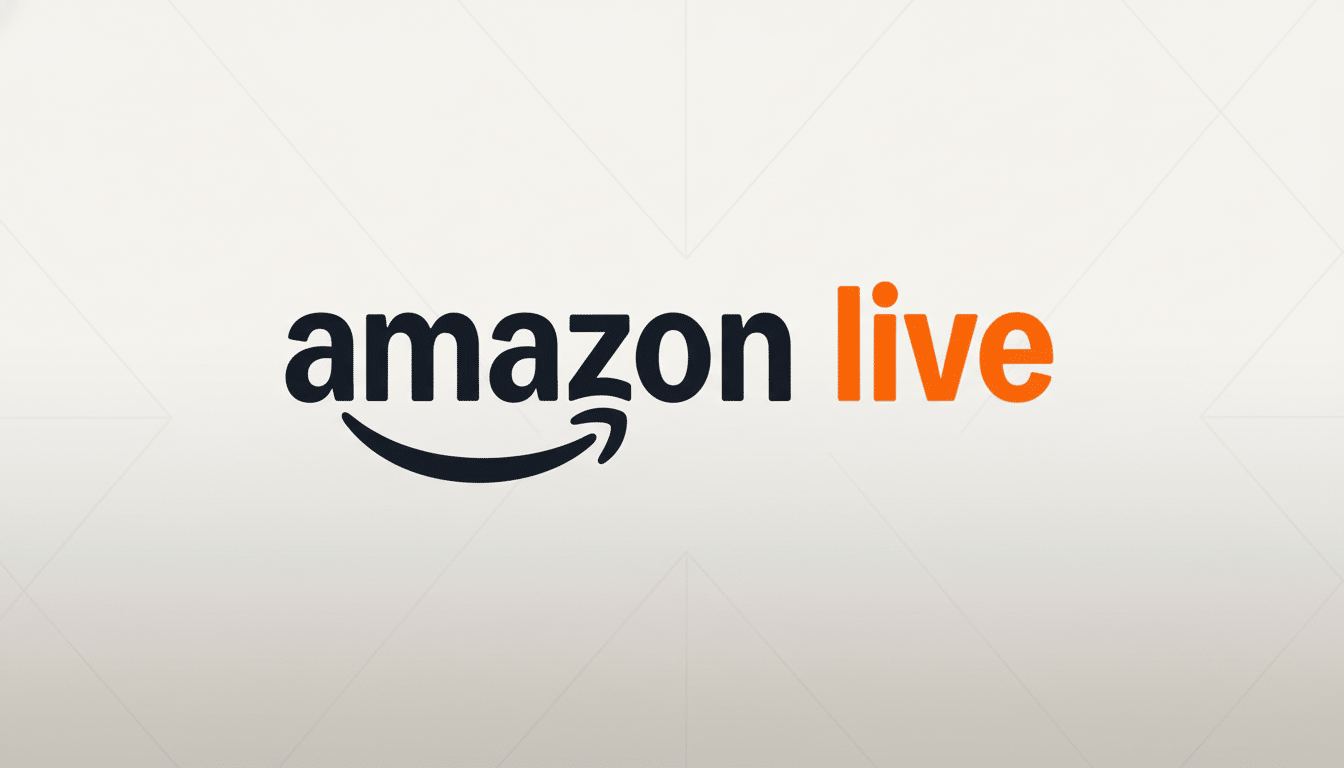 The Amazon Live logo with a subtle geometric pattern background .