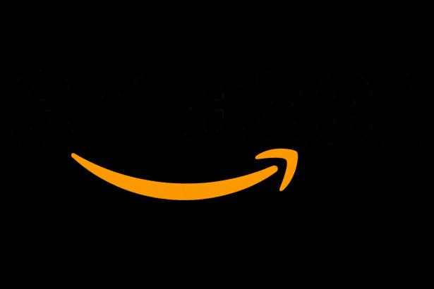 text : The Amazon logo, featuring the word amazon in black with an orange arrow forming a smile f