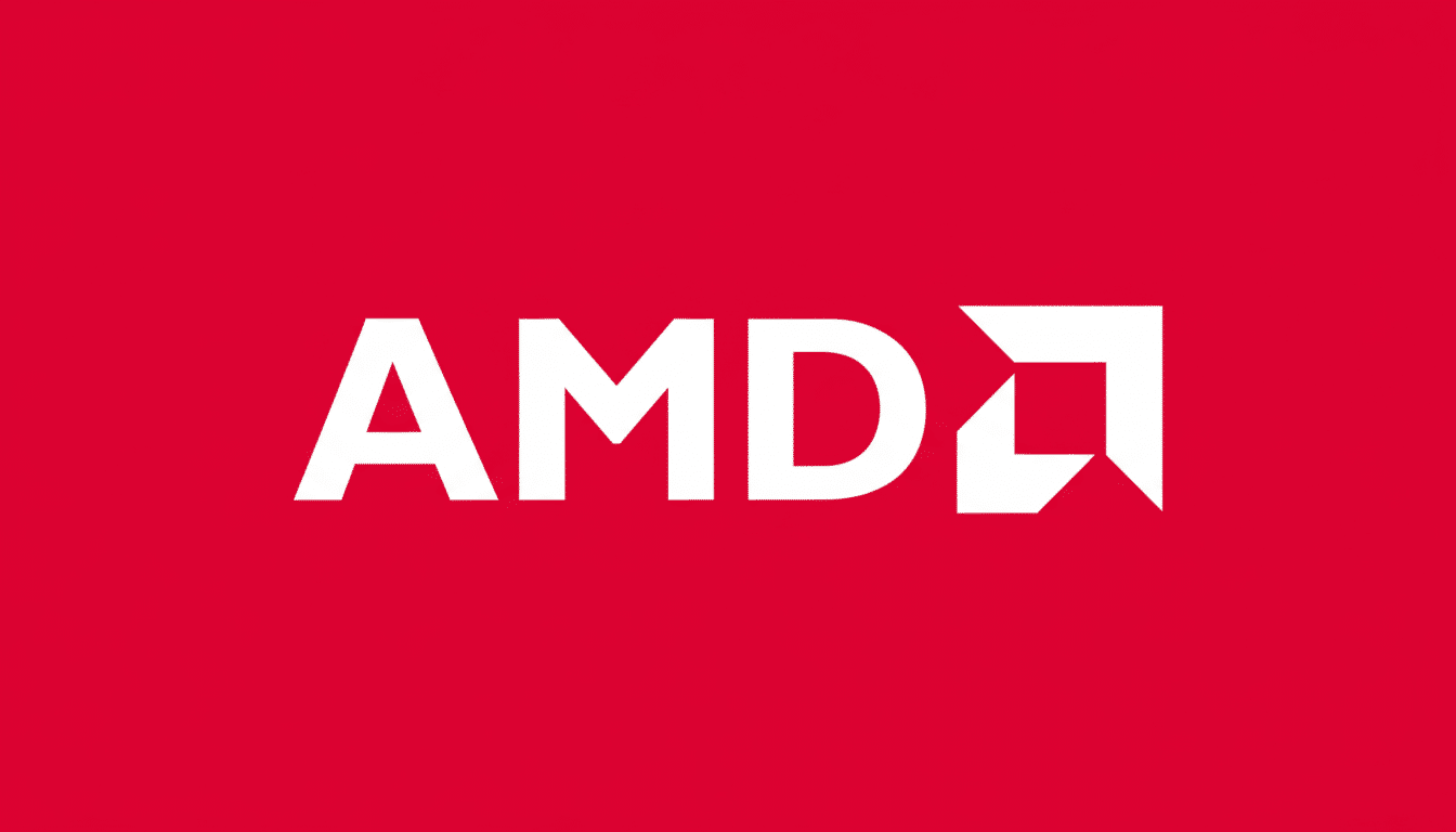 AMD logo in white on a red background.