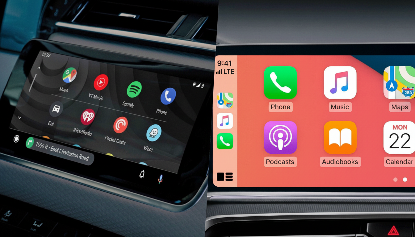 Android Auto home screen widgets on car infotainment display