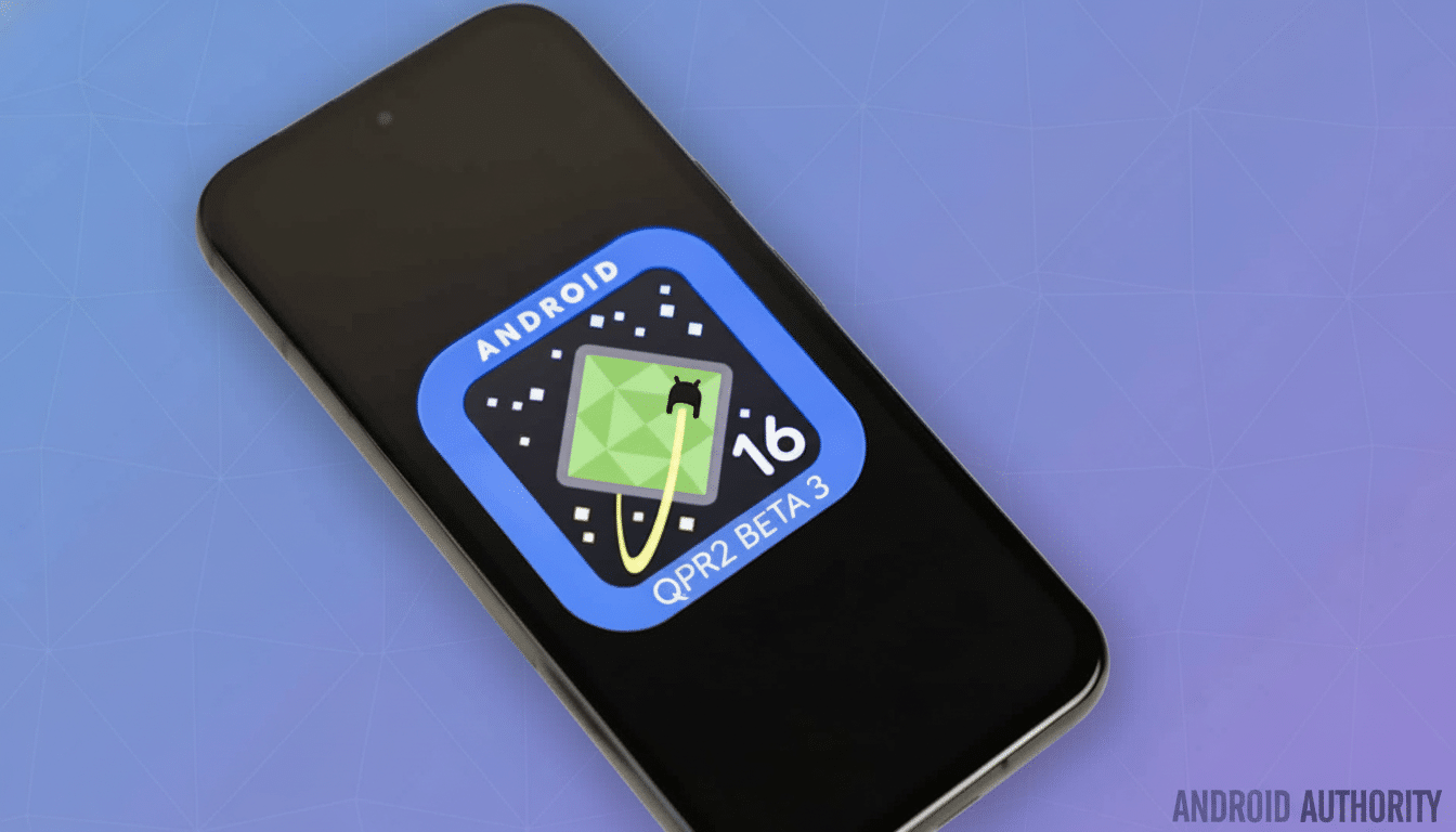 ** Alt Text**: A smartphone displaying the Android QPR 2 Beta 3 update icon on its screen. ** Filena