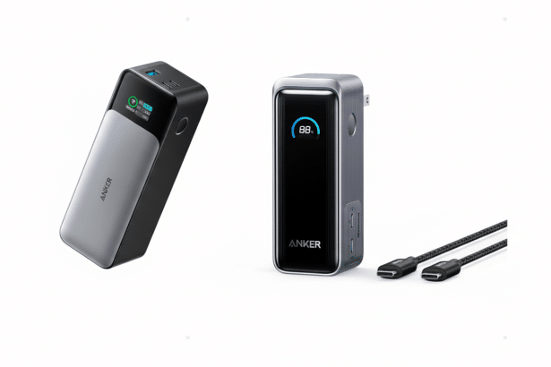 Anker 73 7 Power Bank and Anker 73 5 Charger with cables in a 1 6: 9 aspect ratio.