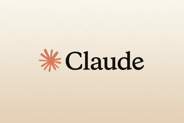 The Claude logo featuring a stylized orange asterisk next to the word Claude in black text, set against a subtle cream -colored background with soft d