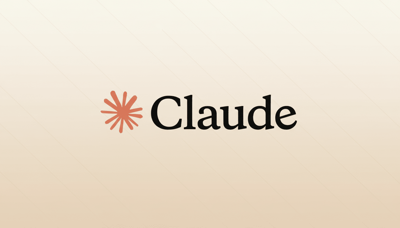 The Claude logo featuring a stylized orange asterisk next to the word Claude in black text, set against a subtle cream -colored background with soft d