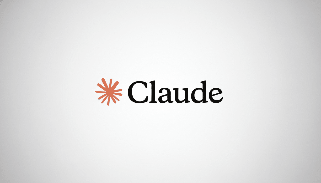 The Claude logo, featuring an orange star burst icon next to the word Claude in black text, centered on a professional light grey background with a su