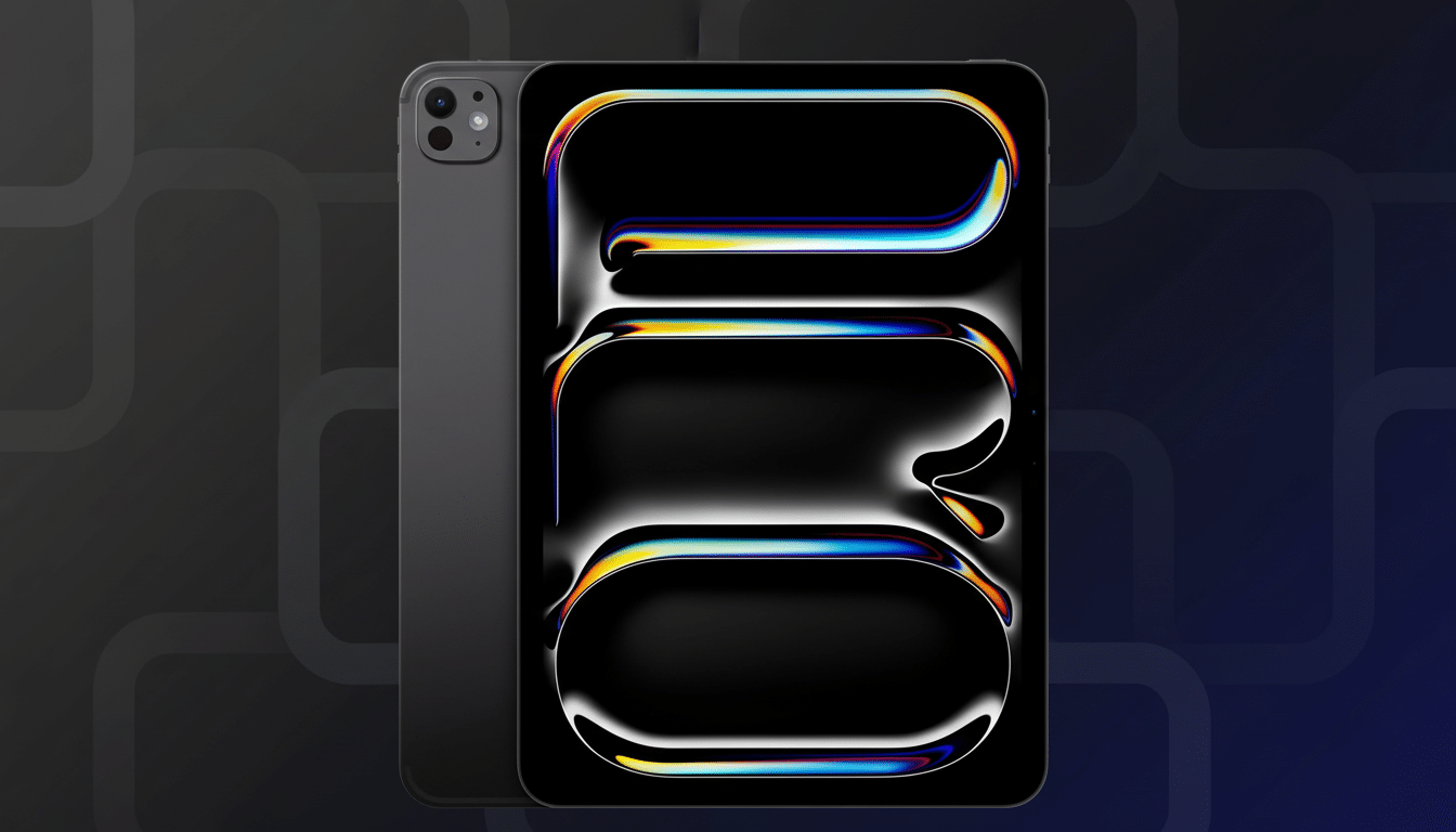 An iPad Pro and iPhone in a professional flat design with a soft gradient and subtle geometric patterns in the background.