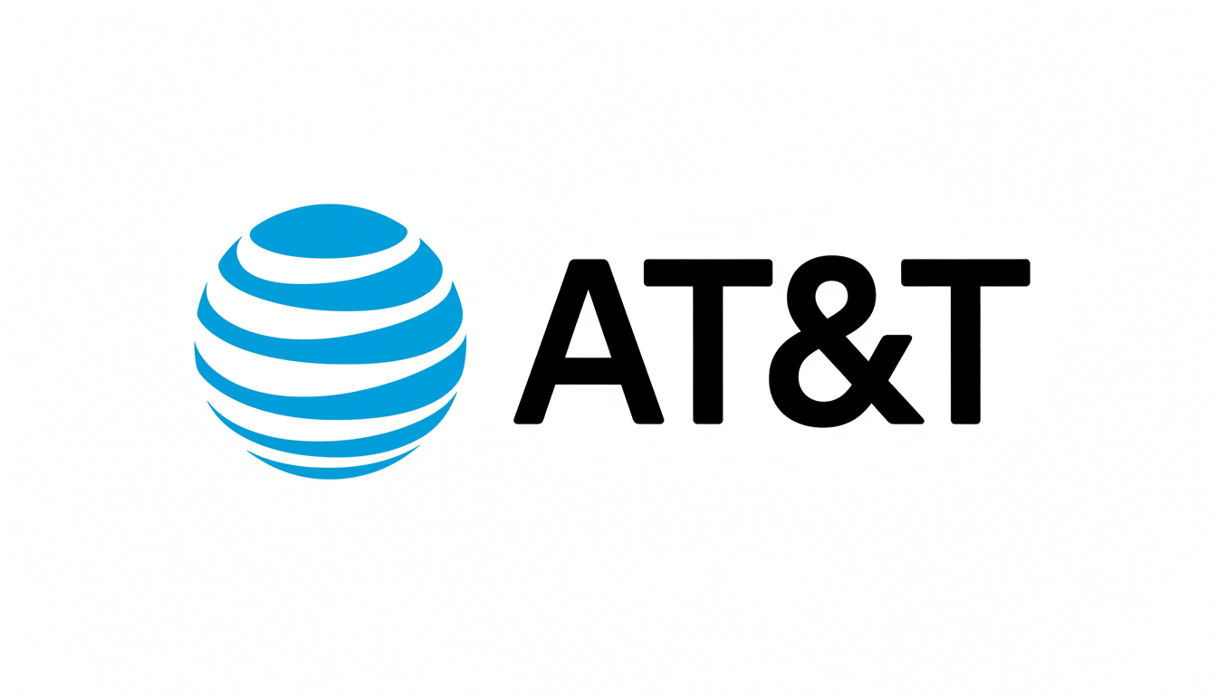The AT&T logo , featuring a blue striped globe icon next to the black text AT &T, presented on a white background with a 1 6:9 aspect ratio. Filename : att logo1 6x 9. png