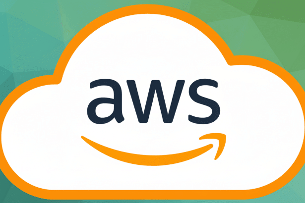 AWS logo with a soft polygonal gradient background. Filename : awslogo enhanced .png